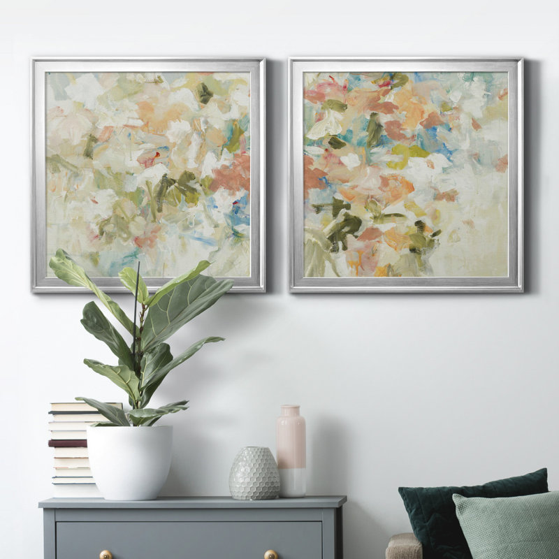 Floral Blush II - ensemble de 2 reproductions d'art sur toile, H 22,5 po x l 45 po, Impression encadrée sans passe-partout