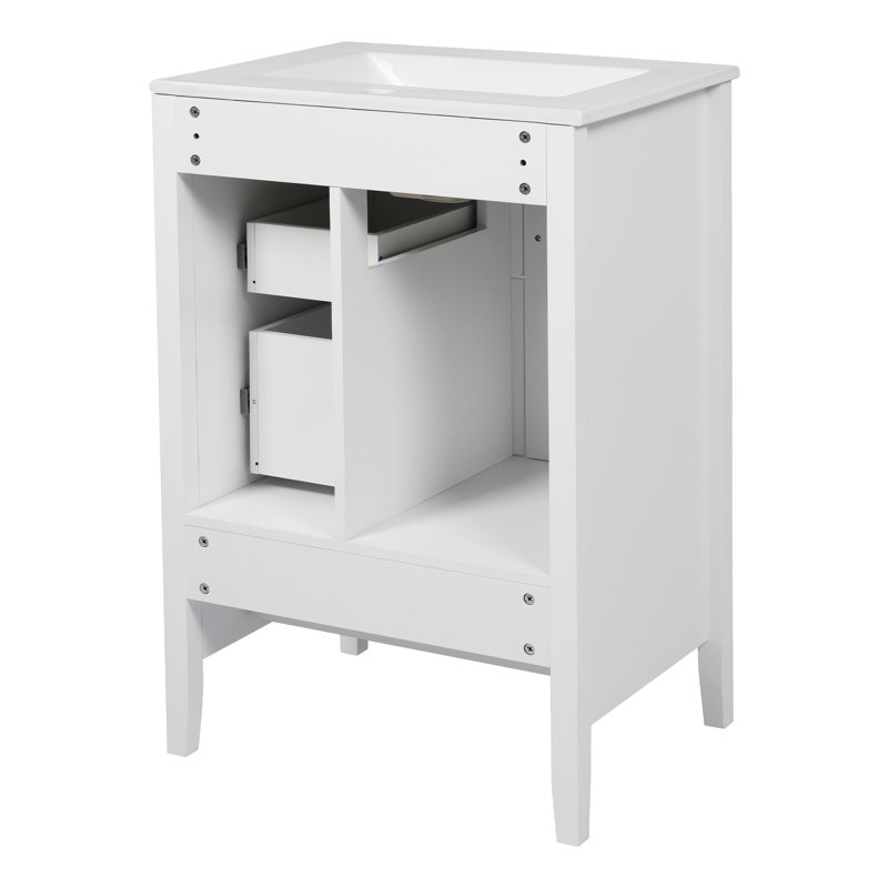 Meuble-lavabo de salle de bain avec lavabo, Blanc