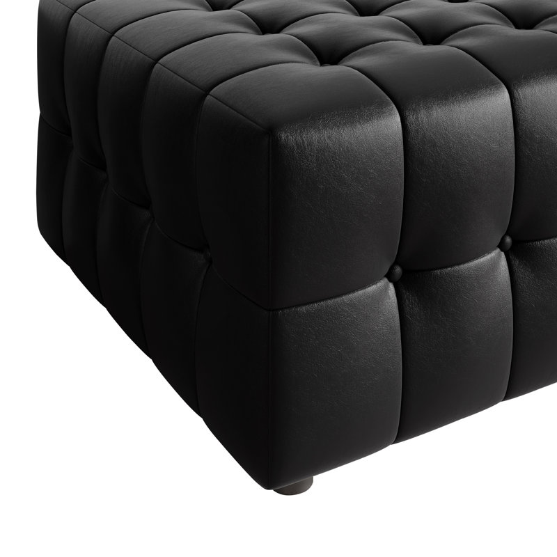 Repose-pieds en PU noir, Noir