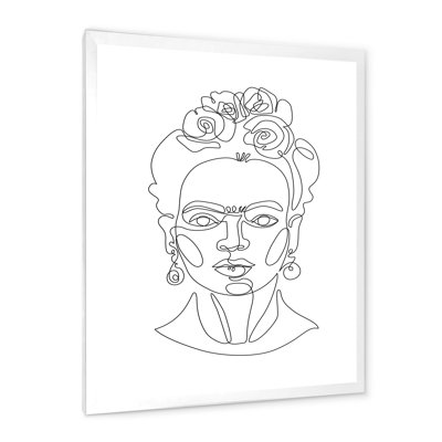 «Frida Kahlo One Line in Flower Wreath», reproduction d'art sur toile