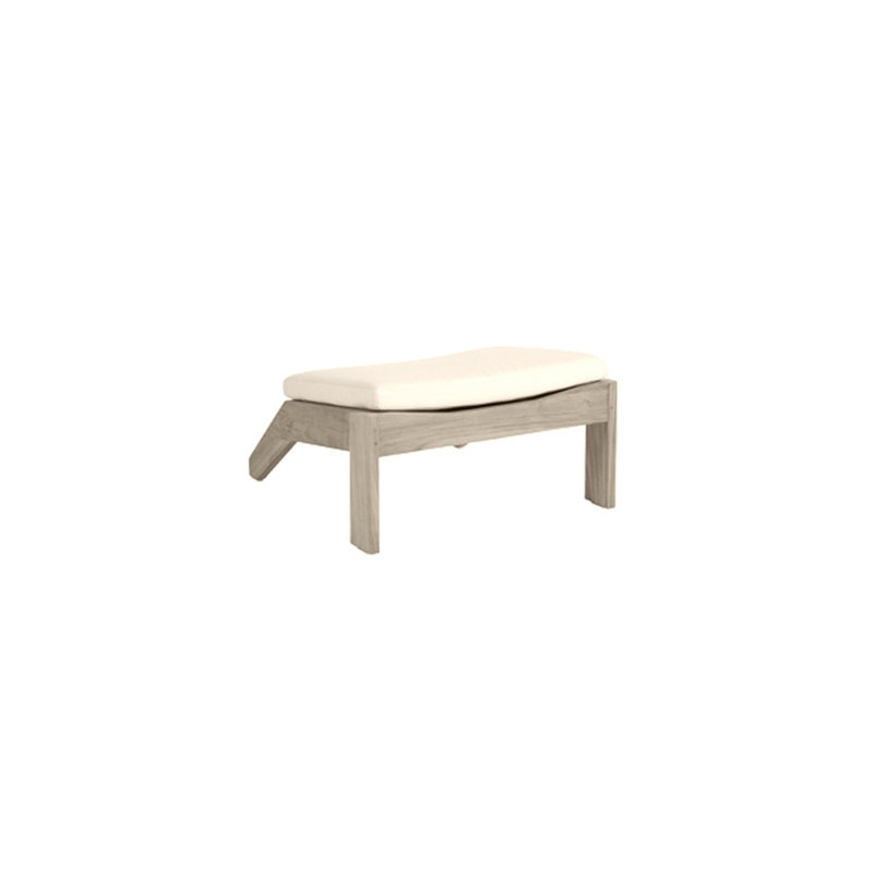 Repose-pieds Ashland en teck Adirondack - Huître, Pas de soudure, Huître teck, Sunbrella® ‑ lin neige