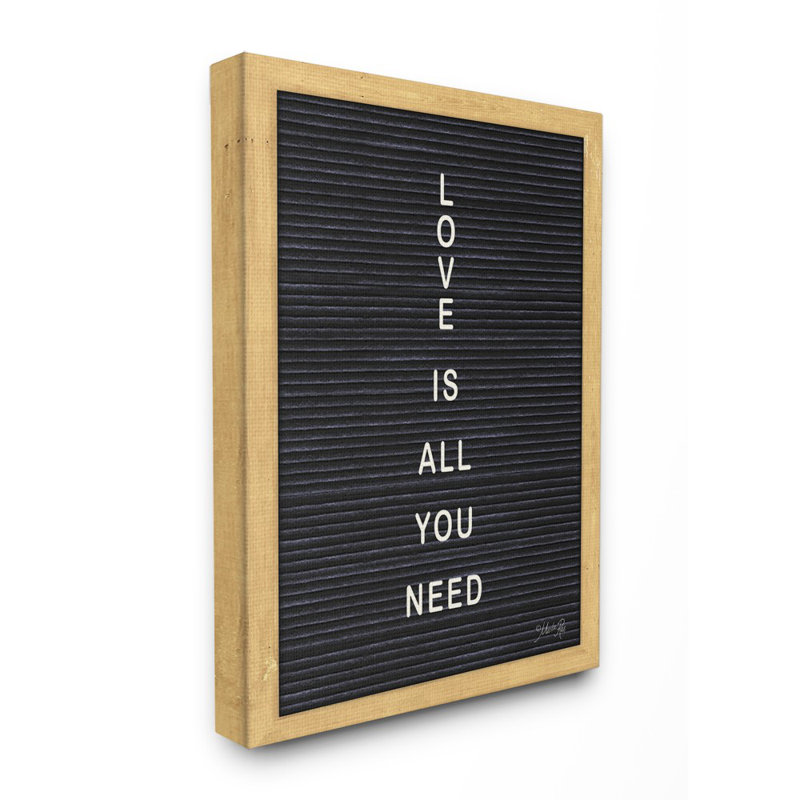 «Love is All You Need», ensemble d'impression sur toile panoramique, H 20 po x l 16 po, Toile tendue