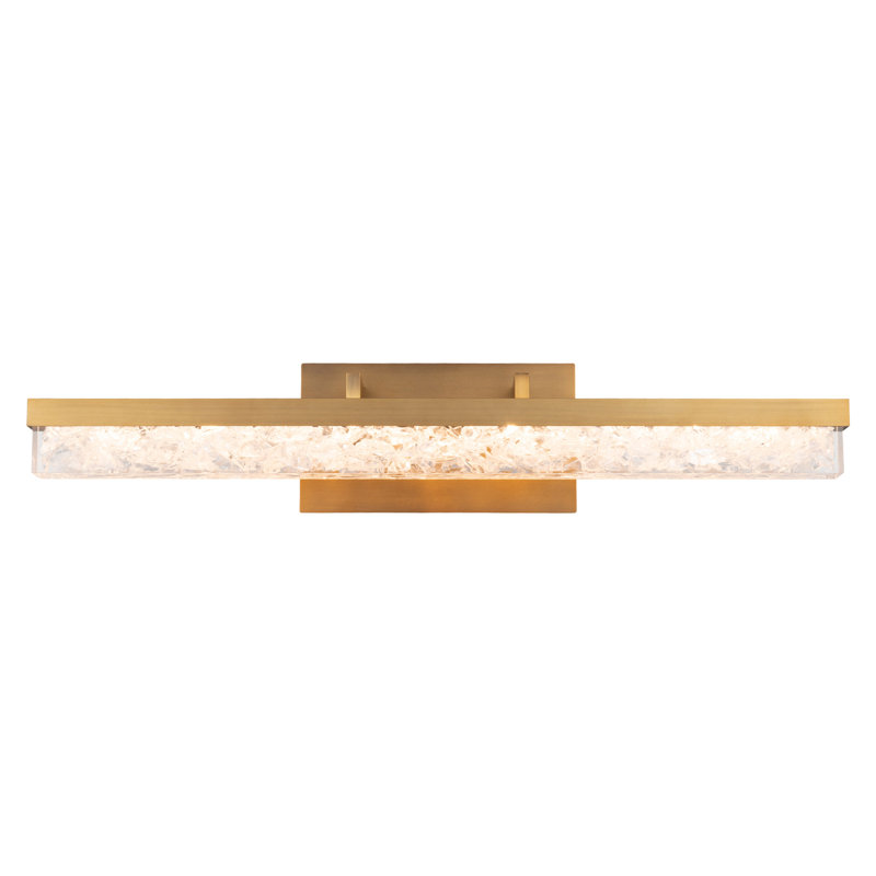 Aged Brass LED Vanity Light with Reclaimed Crystal