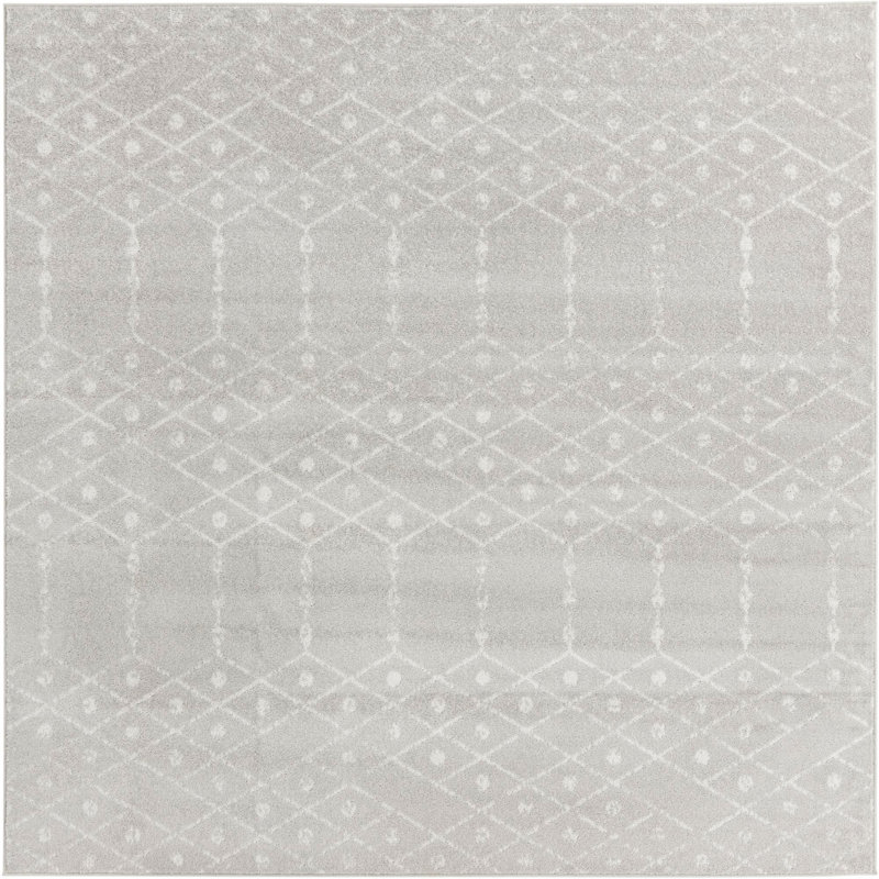 Tapis gris clair Karg, Carré 7 pi 10 po