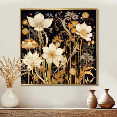 Glam Spring Flowers In The Night - Wildflowers Wall Art Living Room