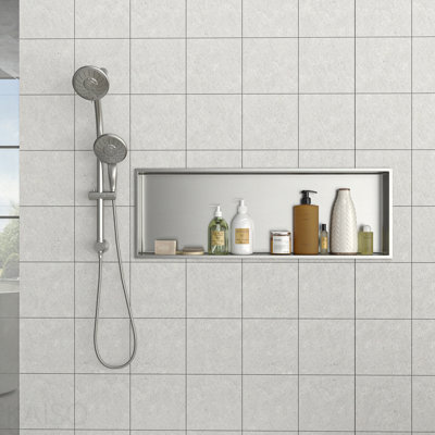 Niche de douche en acier inoxydable 37 po x 13 po, nickel brossé