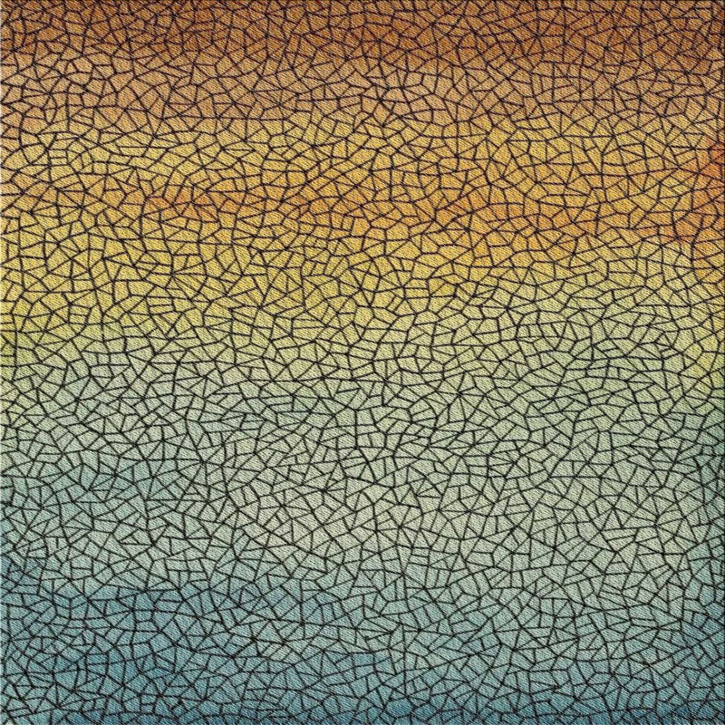Tapis géométrique jaune / bleu / brun, Carré 8 pi