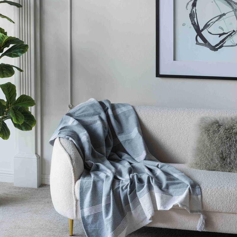 Soft Cotton Blanket 1PC, Gray Striped