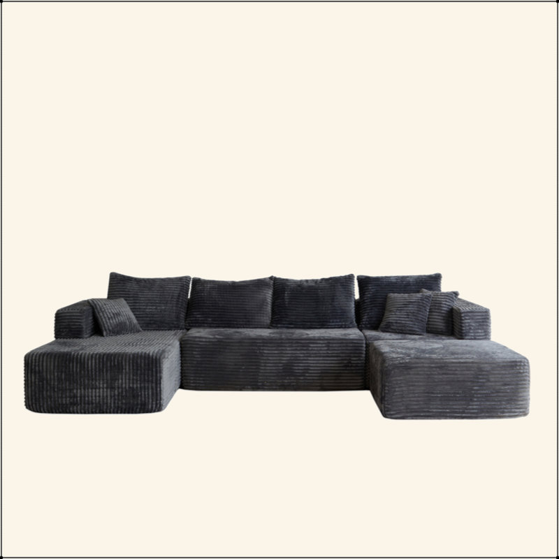 Canapé modulaire 133,86 po avec 1 repose-pieds Cloud, canapé rembourré moderne, canapé en U confortable pour le salon, canapé d'angle à assise profonde, aucun assemblage requis