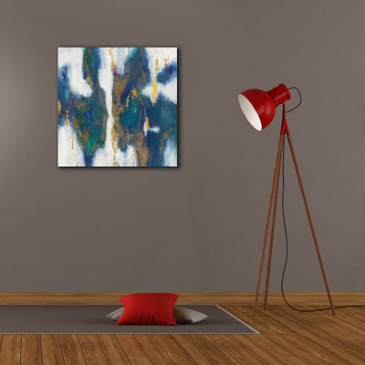 Art mural sur toile Wrought Studio ™ «Blue Texture 1 Gold» par Danhui Nai