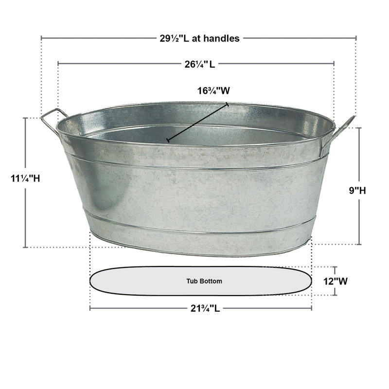 Jaimee-Lee Stainless Steel Beverage Tub, 9.5" H x 30.5" W x 15" D, Steel