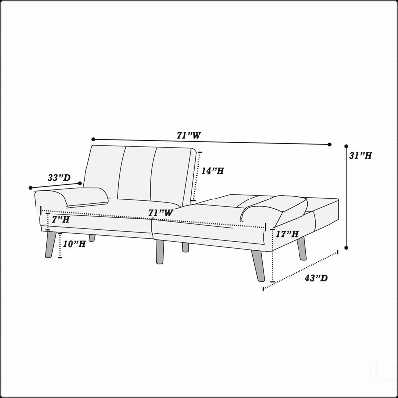 Canapé en polyfibre avec canapé ajustable et pieds en bois massif, Marine