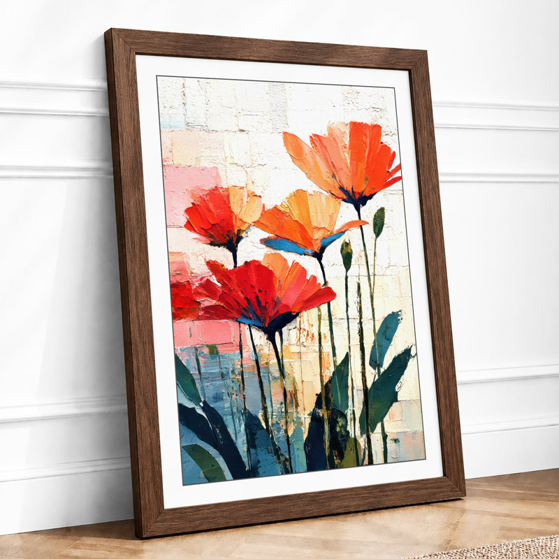 Carnation Bloom Botanical - Single Picture Frame Print, Walnut, A4 - 29.7 x 21.0 cm