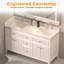 Ensemble de meuble-lavabo double 60 po avec armoire en bois blanc Lunavia-1331642387