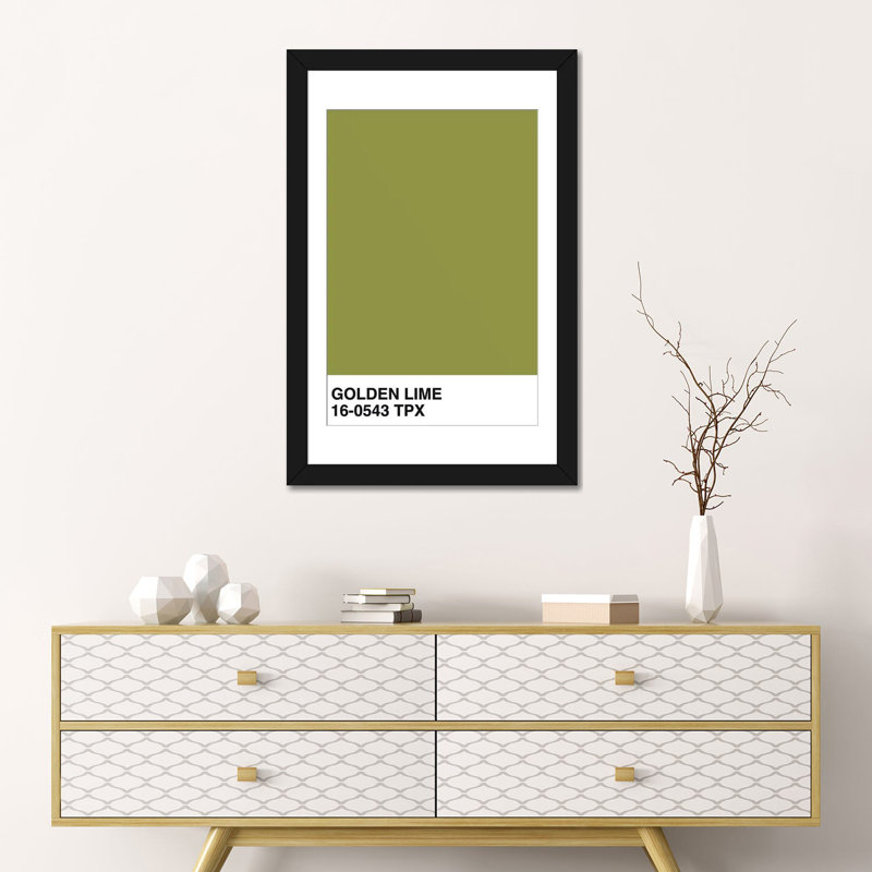 « golden lime 16-0543 tpx », impression sur toile, H 24 po x l 16 po x P 1 po, Papier d'art encadré noir, Blanc