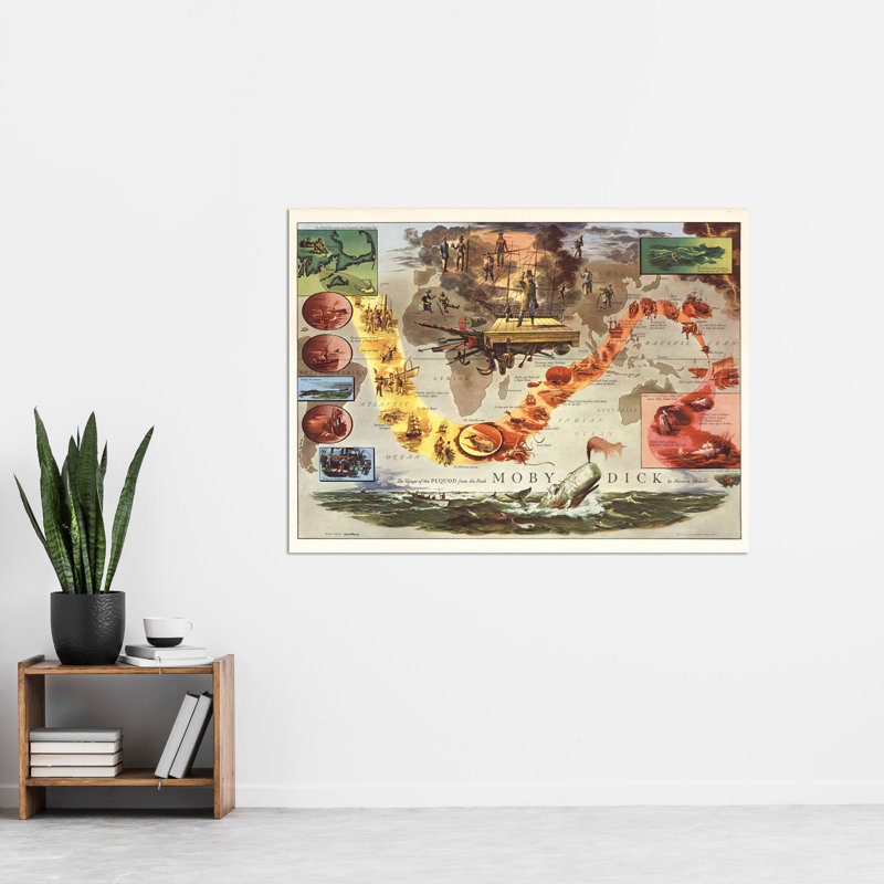 Map Everett 1956 Melville Moby Dick Pequod - No Frame Art Prints