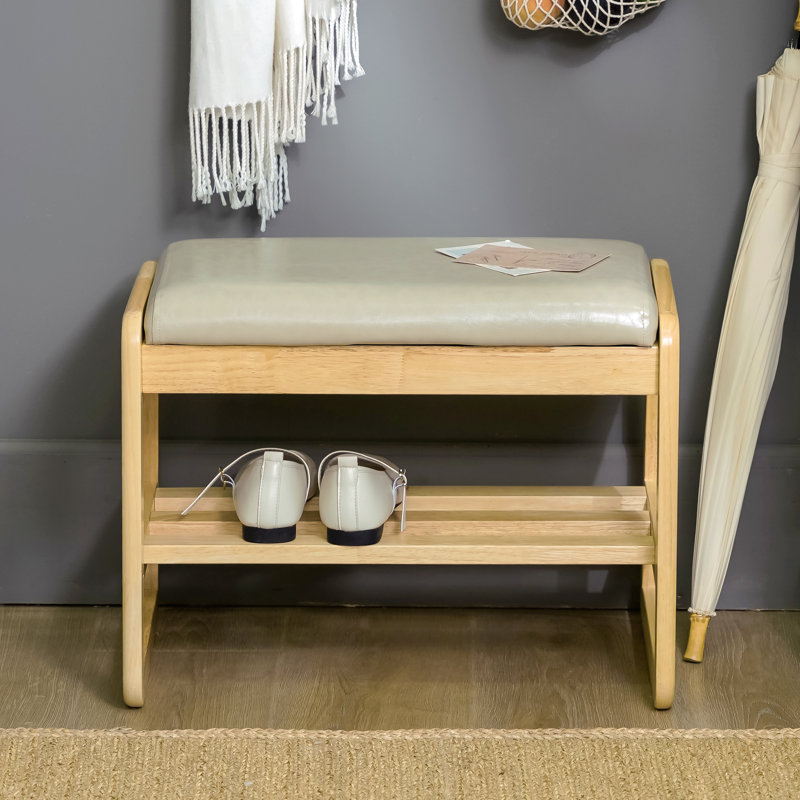 Banc de rangement en similicuir, Naturel, Beige
