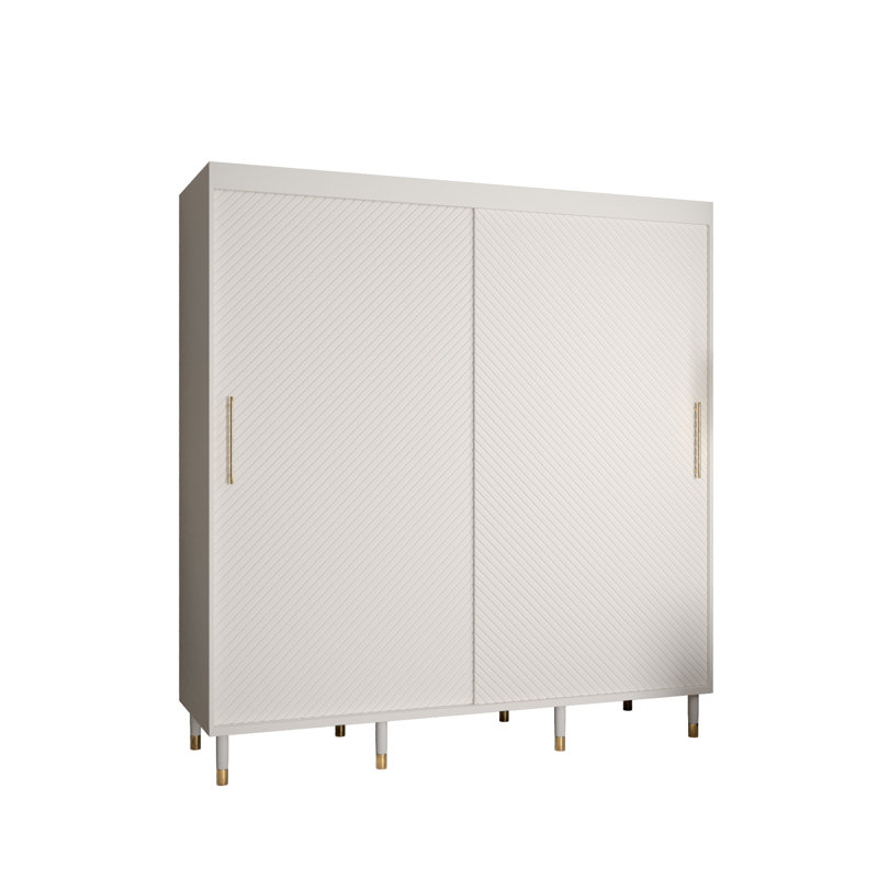 Kynzleigh Manufactured Wood Wardrobe, 208cm H x 200cm W x 62cm D, White