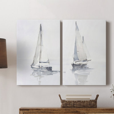 Misty Harbor I - Toile tendue avec châssis de qualité supérieure - Prêt à accrocher