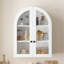 Armoire murale arquée, L 23,62 po x l 8,97 po x H 31,61 po, bois massif et panneau de fibres à densité moyenne, 1 pièce, naturel, avec portes en verre trempé et tablette réglable-1890889251