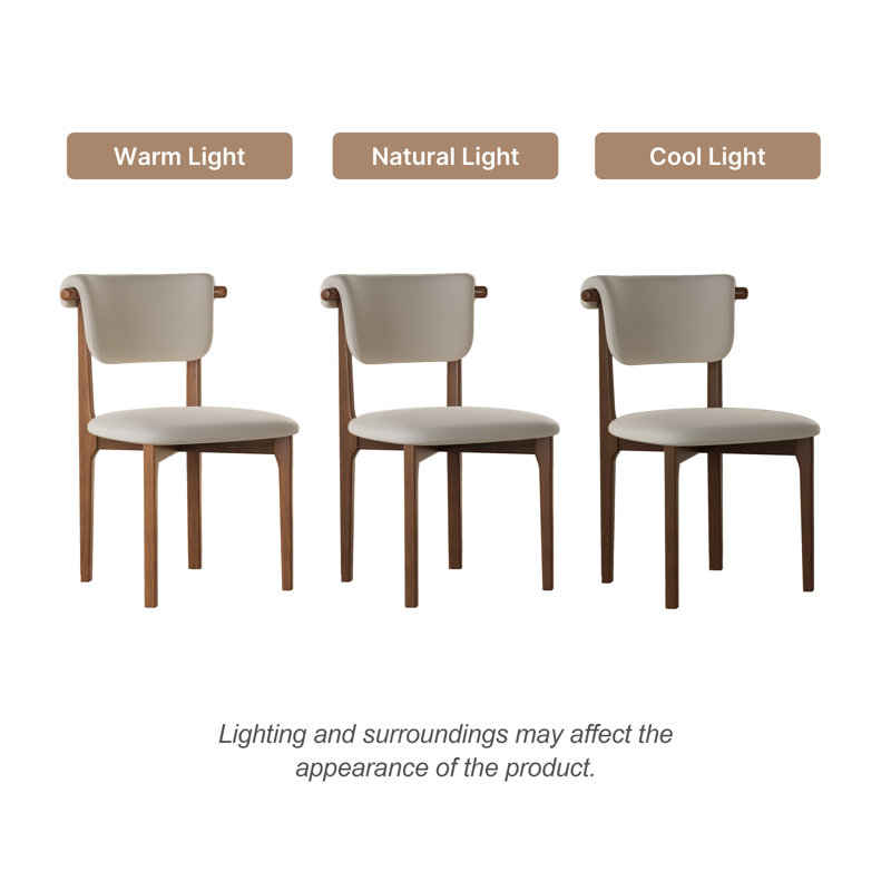 Ensemble de 4 chaises de salle à manger en similicuir entièrement assemblées, beige, pieds en bois massif, 4