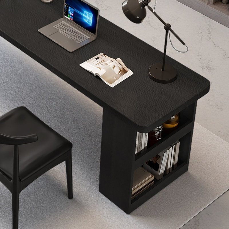 Bureaux rectangulaires modernes en bois massif noir, H 29,52 po x l 94,48 po x P 23,62 po