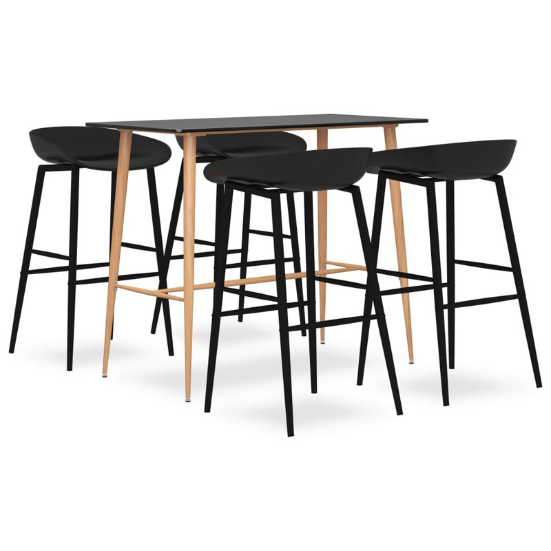 Barker 4 - Person Dining Set, Black, Black