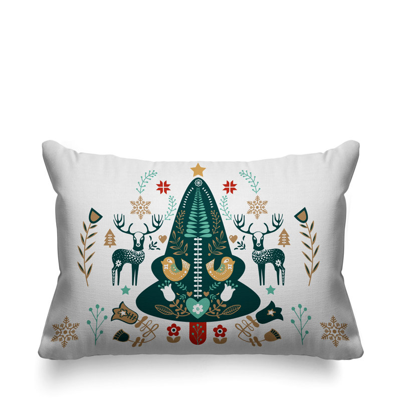 Coussin intérieur / extérieur Scandinavian Christmas Tree, Vert