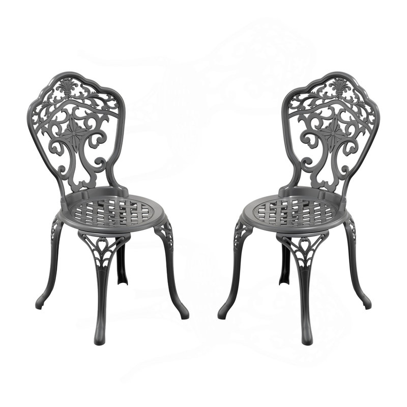Chaise de patio en fonte d'aluminium 2 pièces avec cadre noir