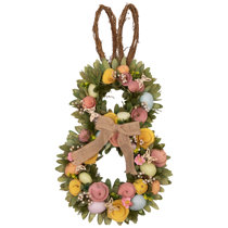 1pc Vibrant Spring Wreath With Colorful Eggs Leaves Fabric Non Waterproof Multi Purpose Decoration For Indoor