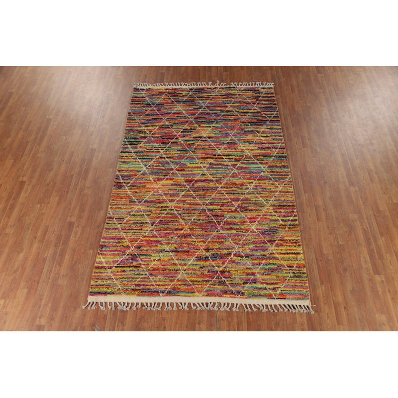 Tapis oriental marocain à motif de treillis 6 x 9