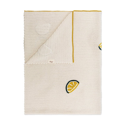 Clementine Lemon Embroidered Knit Baby Blanket