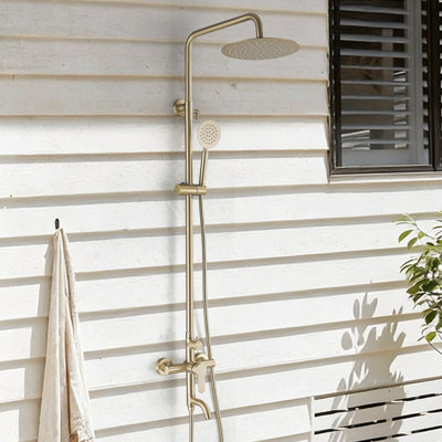 Wall Mount Stainless Steel Triple Function Outdoor Shower With Footwash Spout