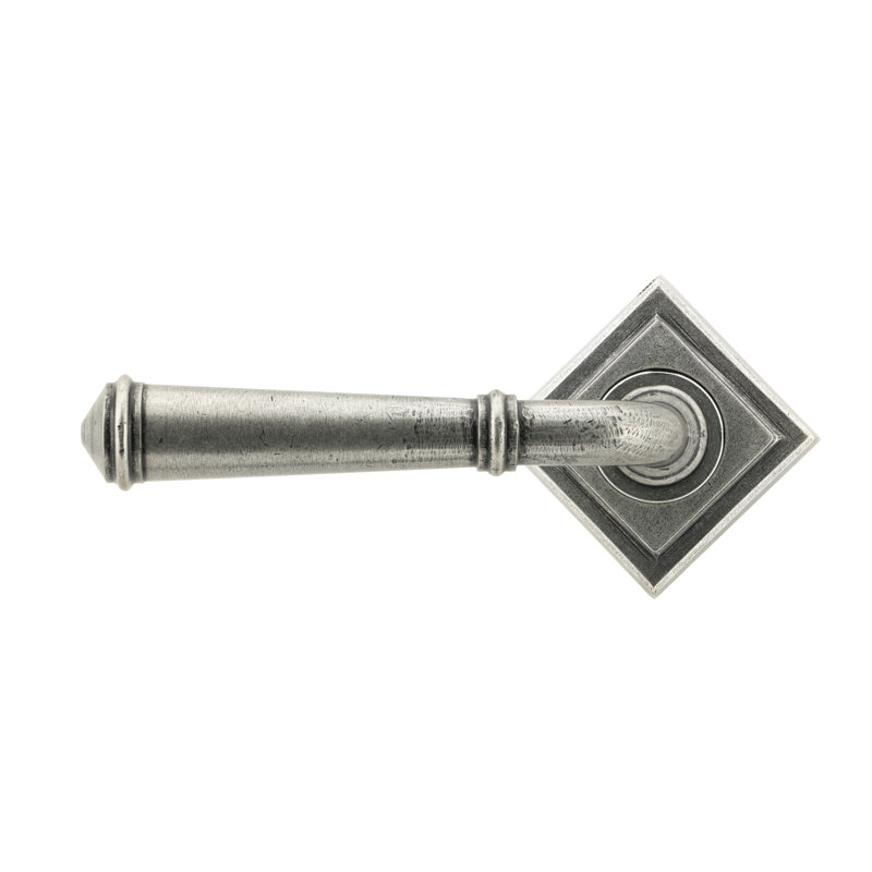 Regency Lever on Rose Set (Square), Pewter Patina