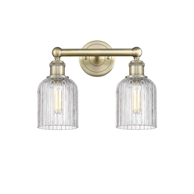 Abat-jour de salle de bain 2 lumières Edison Addeline 14 po, Laiton antique, Clair