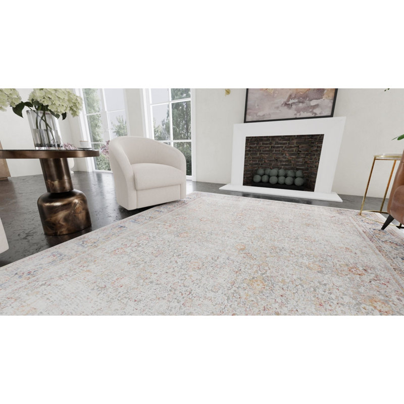 Luxurious Beige and Blue Viscose Rectangular Area Rug