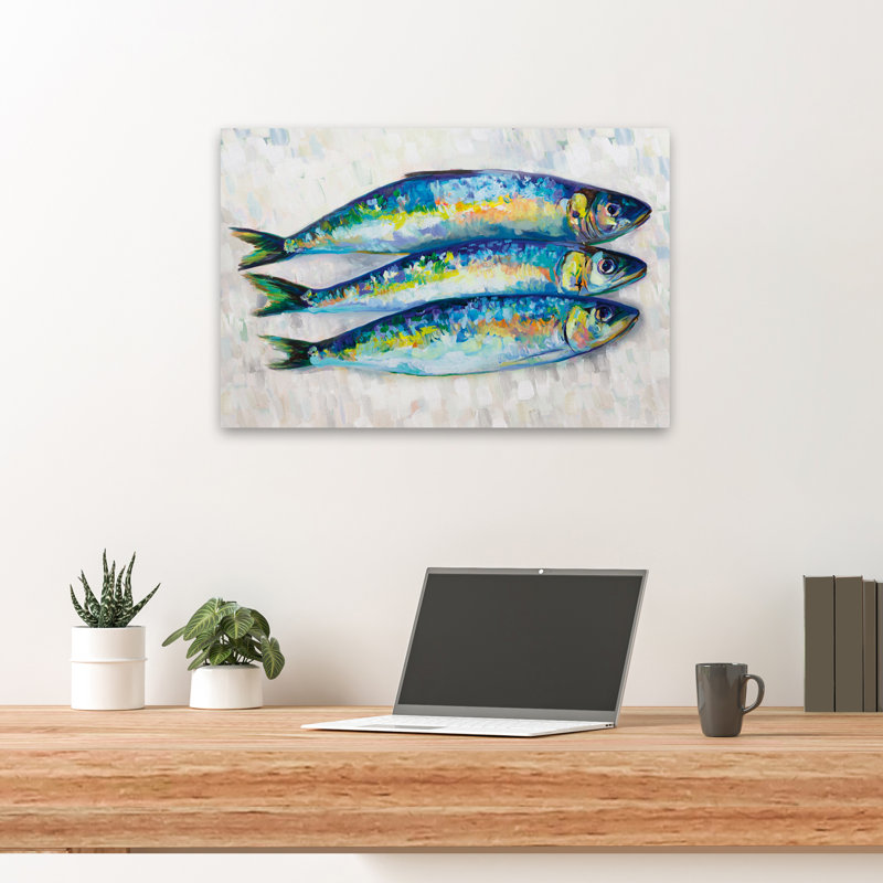 Trio de poissons nautiques et côtiers, H 24 po x l 16 po