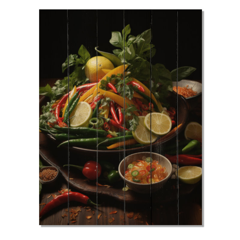 Cuisine thaïlandaise délices I sur bois, H 32 po x l 24 po x P 0,78 po