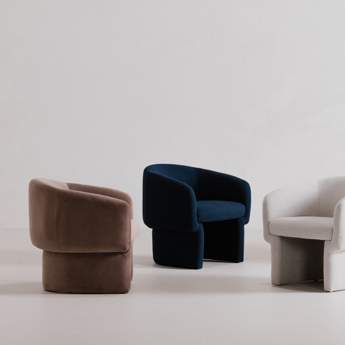 Hokku Designs Pine Velvet Barrel Chair, Navy Performance