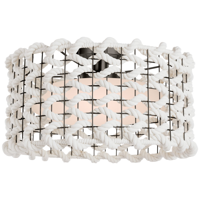 Catania 17" Flush Mount With Cream Braided Rope, Bronze