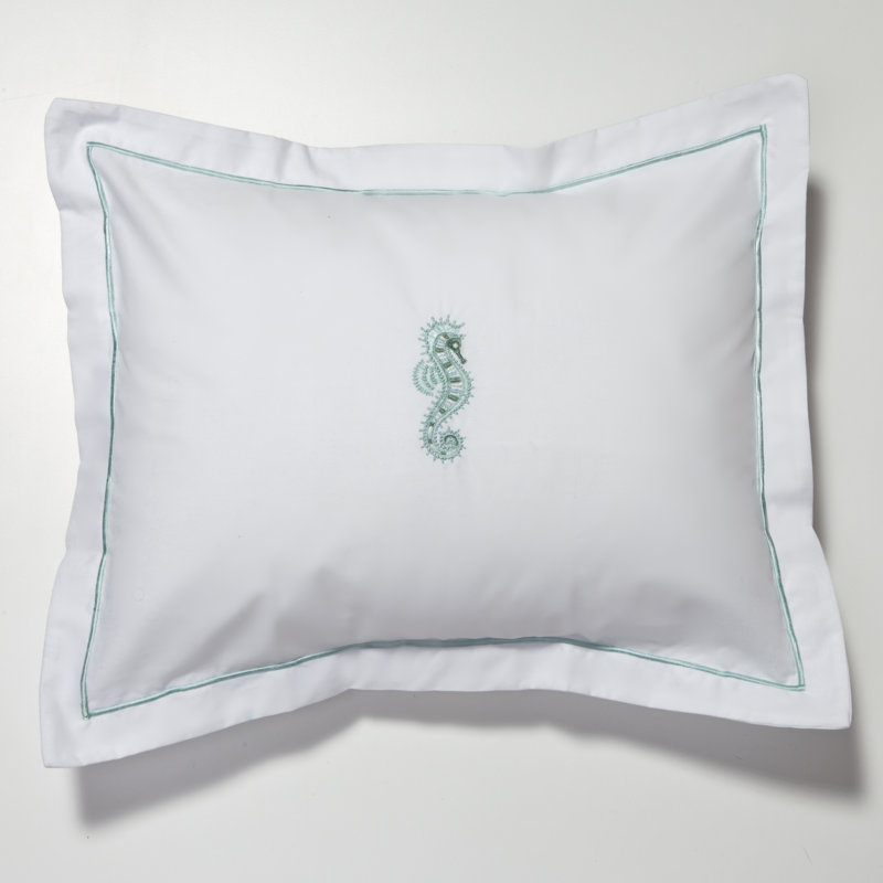 Housse de coussin en coton percale hippocampe