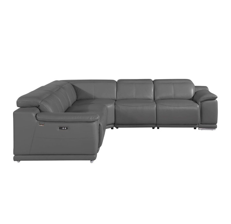 Canapé modulaire en U gris inclinable électrique en forme de U avec console