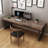 Nut-brown+Black Rectangular Solid Wood+Iron desks-1372761562