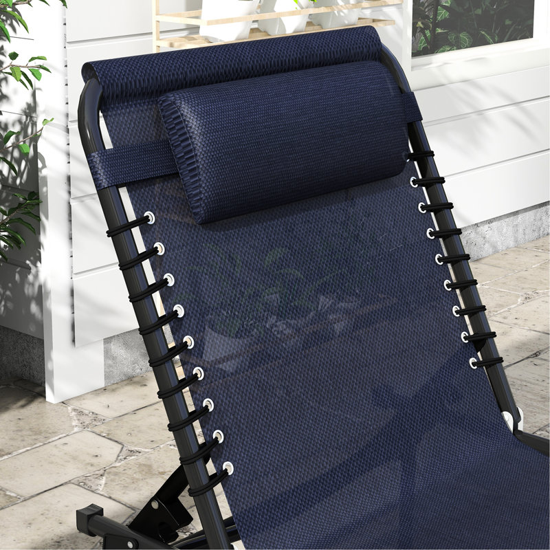 Siège inclinable extérieur - 4 dossier réglable, filet bleu foncé respirant pour chaise longue de plage