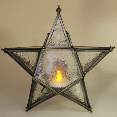 Hanging Star Iron/Glass Lantern