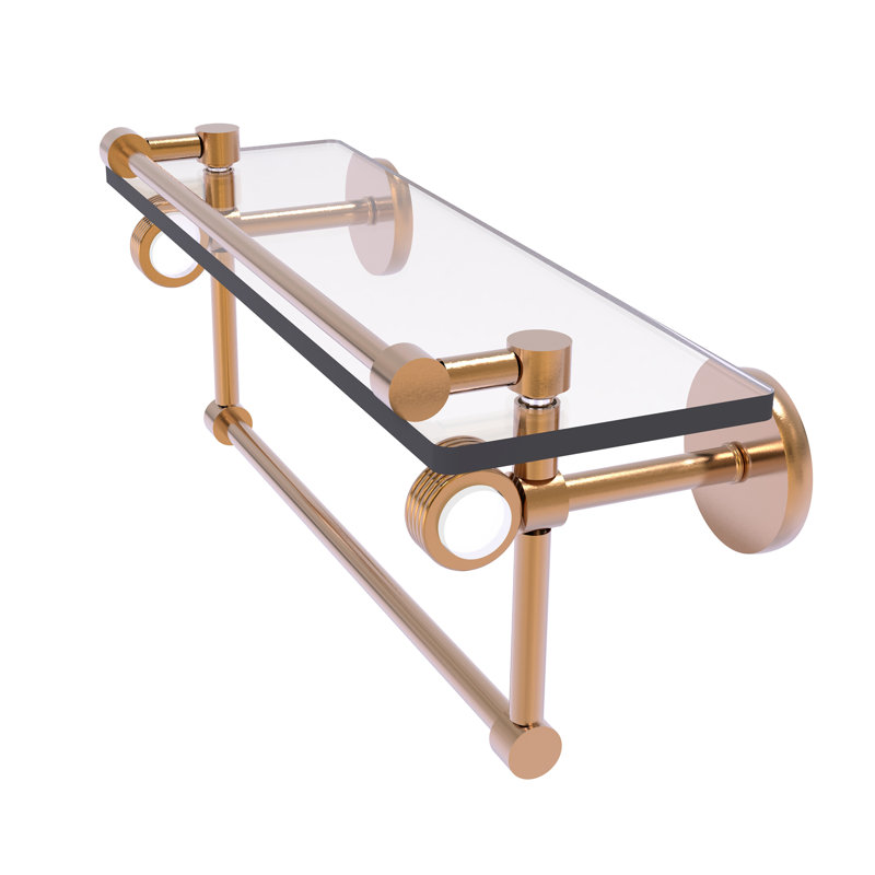 Tablette murale galerie de verre Margolis, Bronze brossé, H 6,7 po x l 16 po x p 5,8 po
