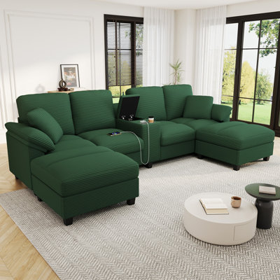 U-shaped Sectional Sofa (Green)