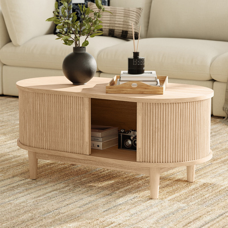 Imboden 3-Piece Flute Living Room Table Set , Oak Wood