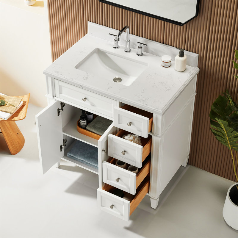 Ensemble de meuble-lavabo autoportant avec lavabo et porte en céramique 36 po