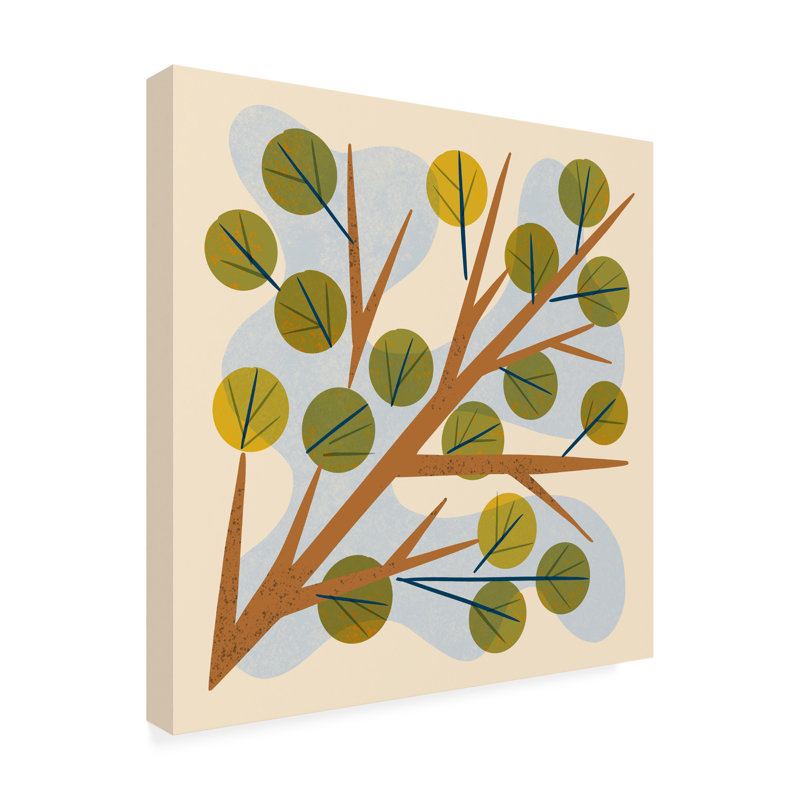 Art mural sur toile tendue - "Branche et feuilles" par Renea L. Thull pour décoration de salon, de chambre à coucher ou de bureau - 35 x 35